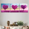 Lila Herzförmige Bäume 3 TEILE Diamond Painting Set -Diamonddiy DP3 TEILE11