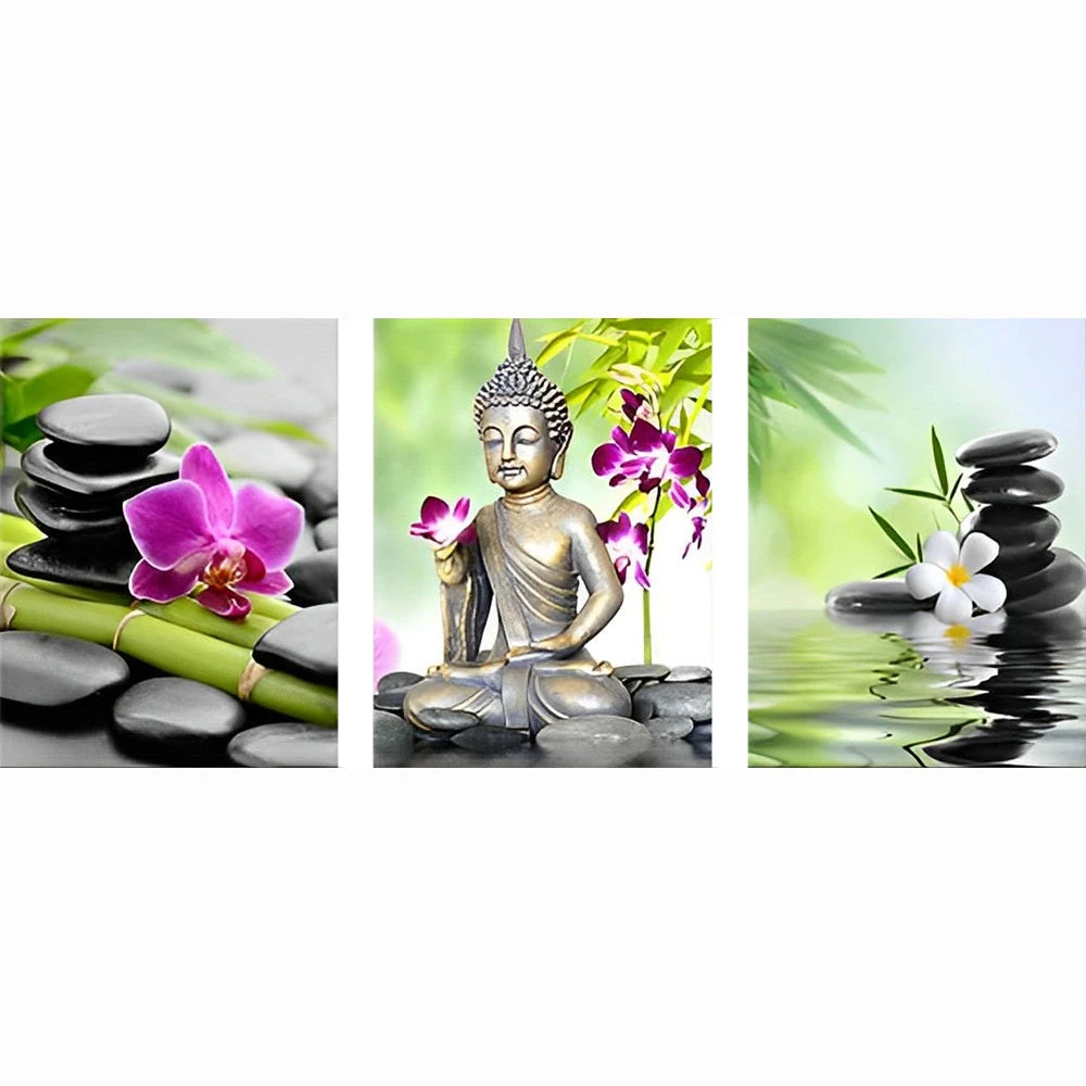 Buddhas Meditation Am Wasser 3 TEILE Diamond Painting Set 4 Buddhas Meditation Am Wasser 3 TEILE Diamond Painting Set – Bild 2