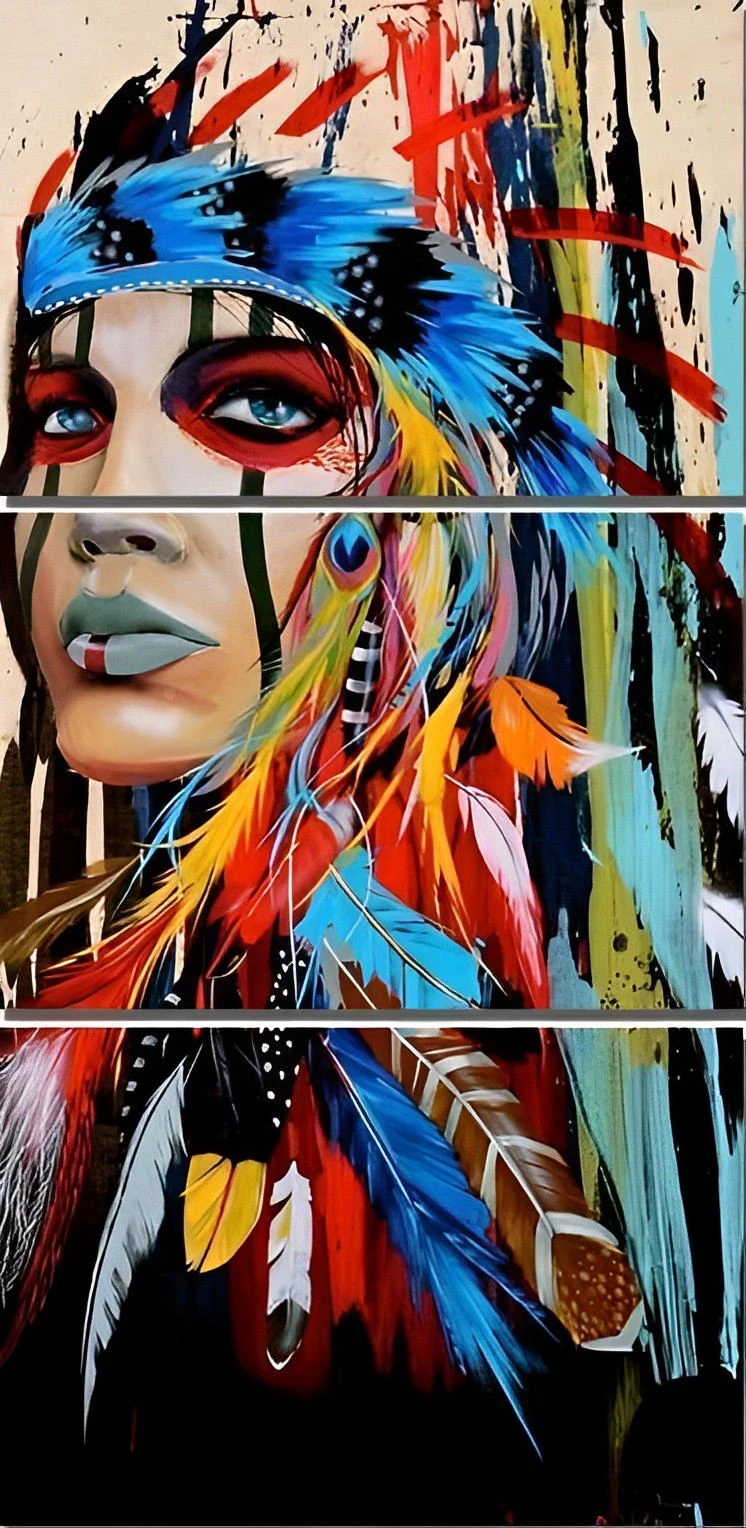 Hübsche Frau Im Stamm 3 TEILE Diamond Painting Set 3 Hübsche Frau Im Stamm 3 TEILE Diamond Painting Set