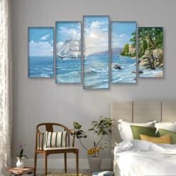 Weiße Segel Auf Der See 5 TEILE Diamond Painting Set