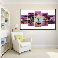 Lila Afrikanische Landschaft 5 TEILE Diamond Painting Set