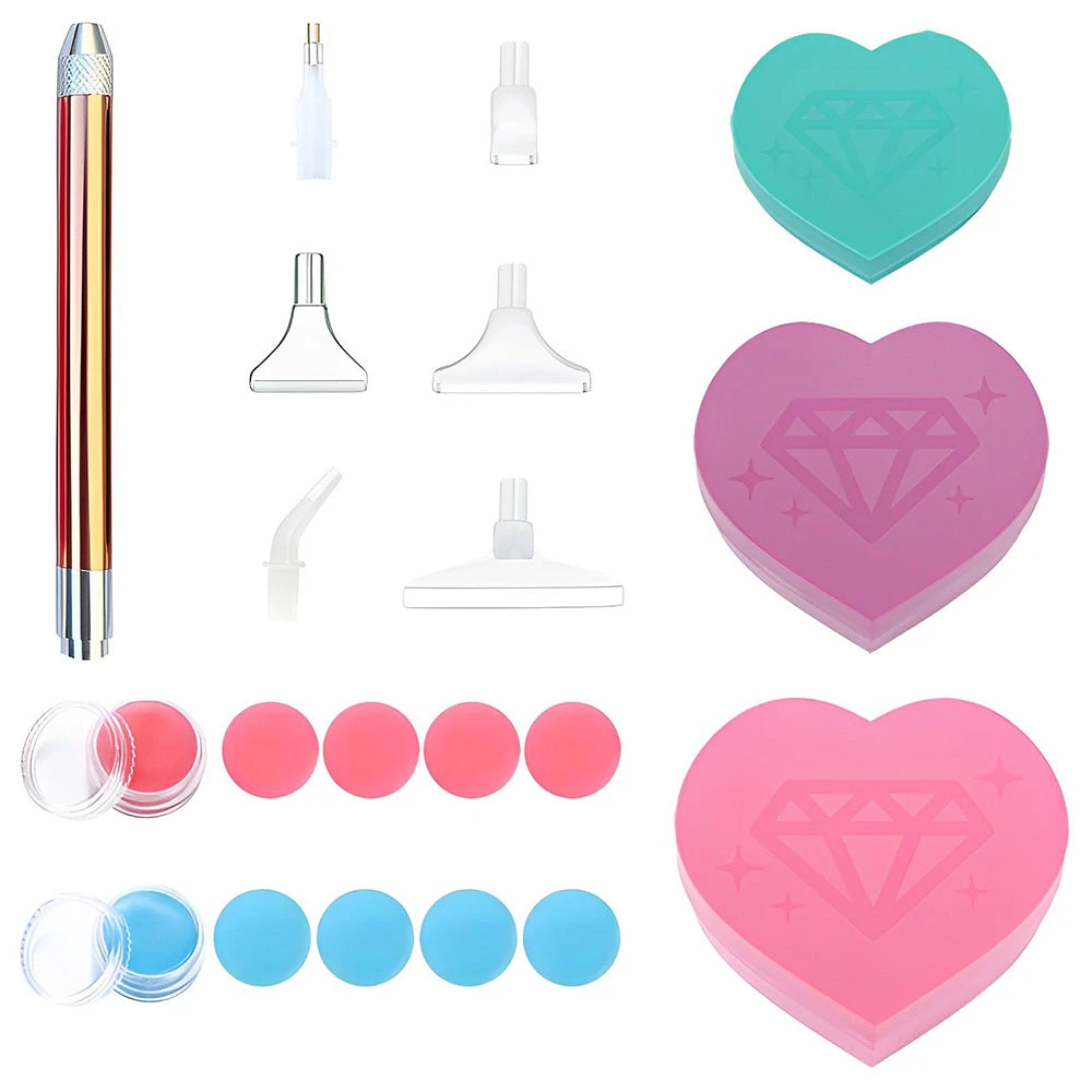Herzförmiges Tablett Stift Wachs Werkzeugset Diamond Painting Zubehör 6 Herzförmiges Tablett Stift Wachs Werkzeugset Diamond Painting Zubehör – Bild 4