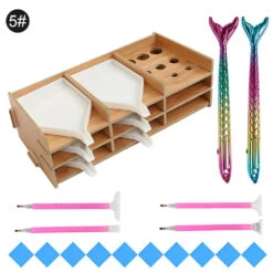 Lagerregal Aus Holz Mit 9/16 Fächern Werkzeugset Diamond Painting Zubehör -Diamonddiy TOOL0183 13