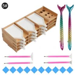 Lagerregal Aus Holz Mit 9/16 Fächern Werkzeugset Diamond Painting Zubehör -Diamonddiy TOOL0183 5