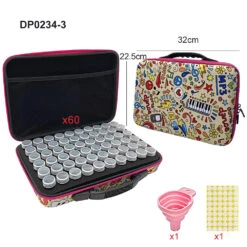 Aufbewahrungskoffer Mit Pop-Mustern 60 Runde Fläschchen Freier Trichter Diamond Painting Zubehör -Diamonddiy TOOL0234 3