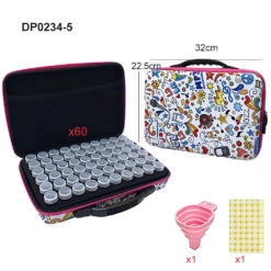 Aufbewahrungskoffer Mit Pop-Mustern 60 Runde Fläschchen Freier Trichter Diamond Painting Zubehör -Diamonddiy TOOL0234 5