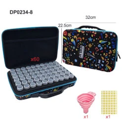 Aufbewahrungskoffer Mit Pop-Mustern 60 Runde Fläschchen Freier Trichter Diamond Painting Zubehör -Diamonddiy TOOL0234 8