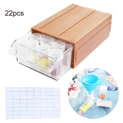 Aufbewahrungsbox Mit 22/35 Fläschchen Trichter Aufkleber Diamond Painting Zubehör -Diamonddiy TOOL0247 1
